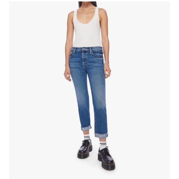 MOTHER THE SCRAPPER CUFF ANKLE FRAY IN SMASHING BANJOS BUTTON FLY HI RISE SZ 25 - Picture 1 of 16